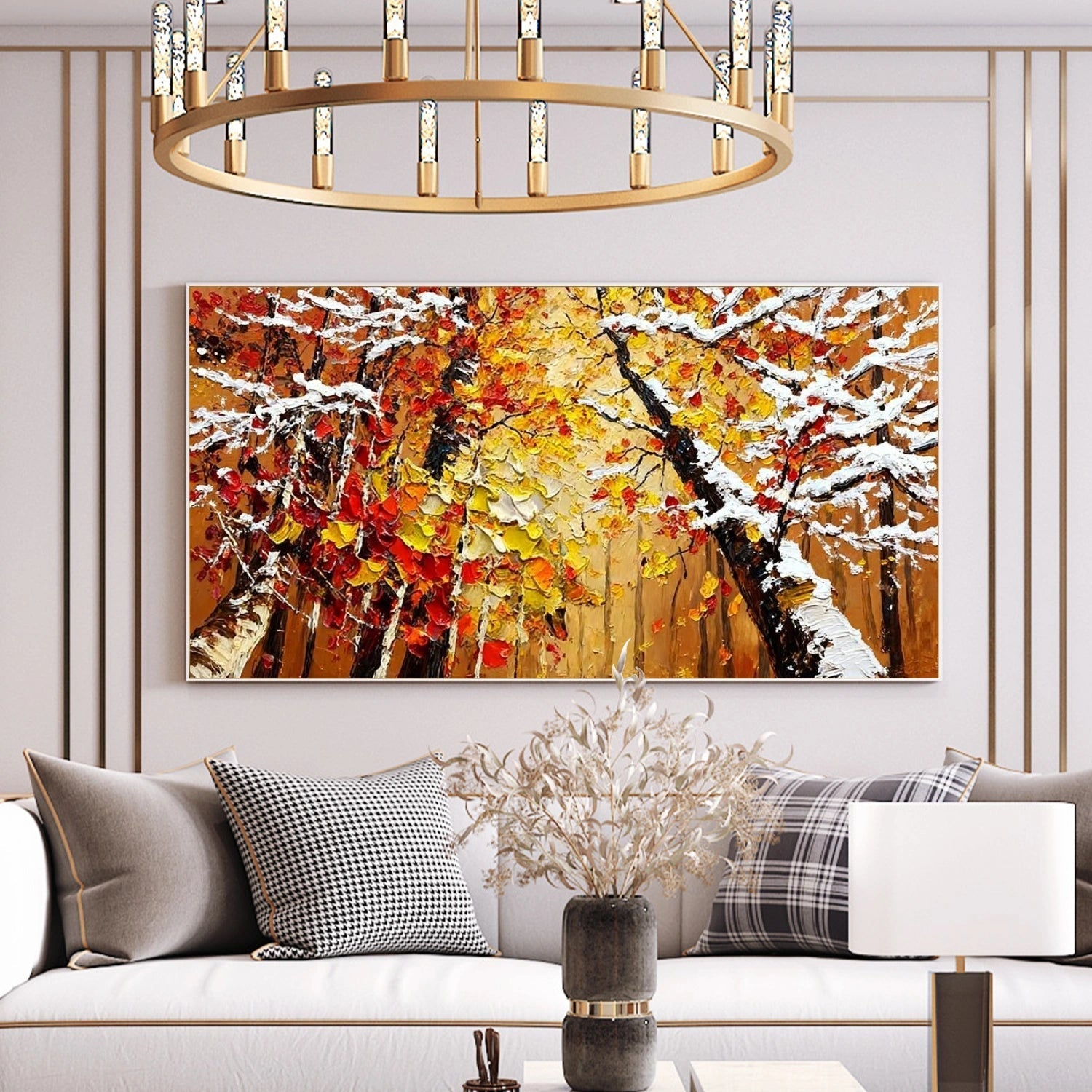 Autumn Snowlight Forest Abstract Painting