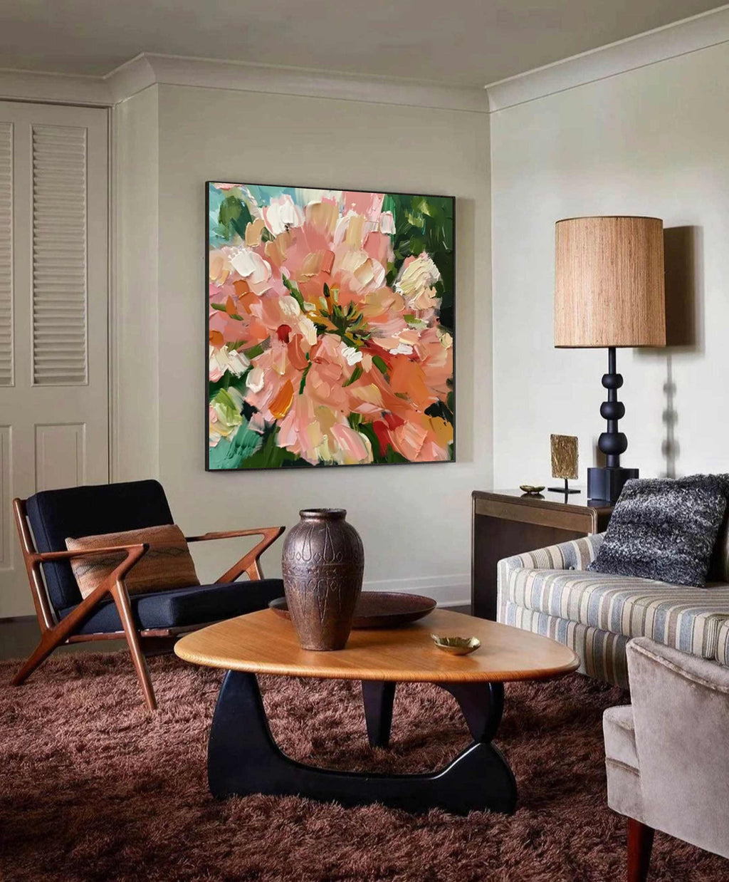 Sunlit Peach Bloom Floral Painting