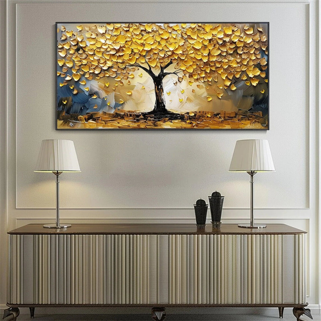 Golden Harvest Tree Abstract Painting