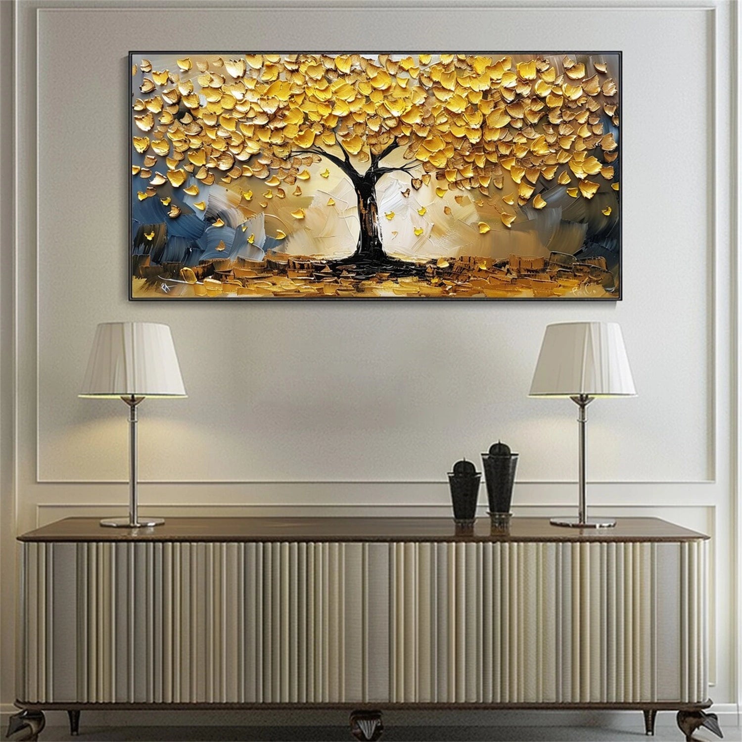 Golden Harvest Tree Abstract Painting