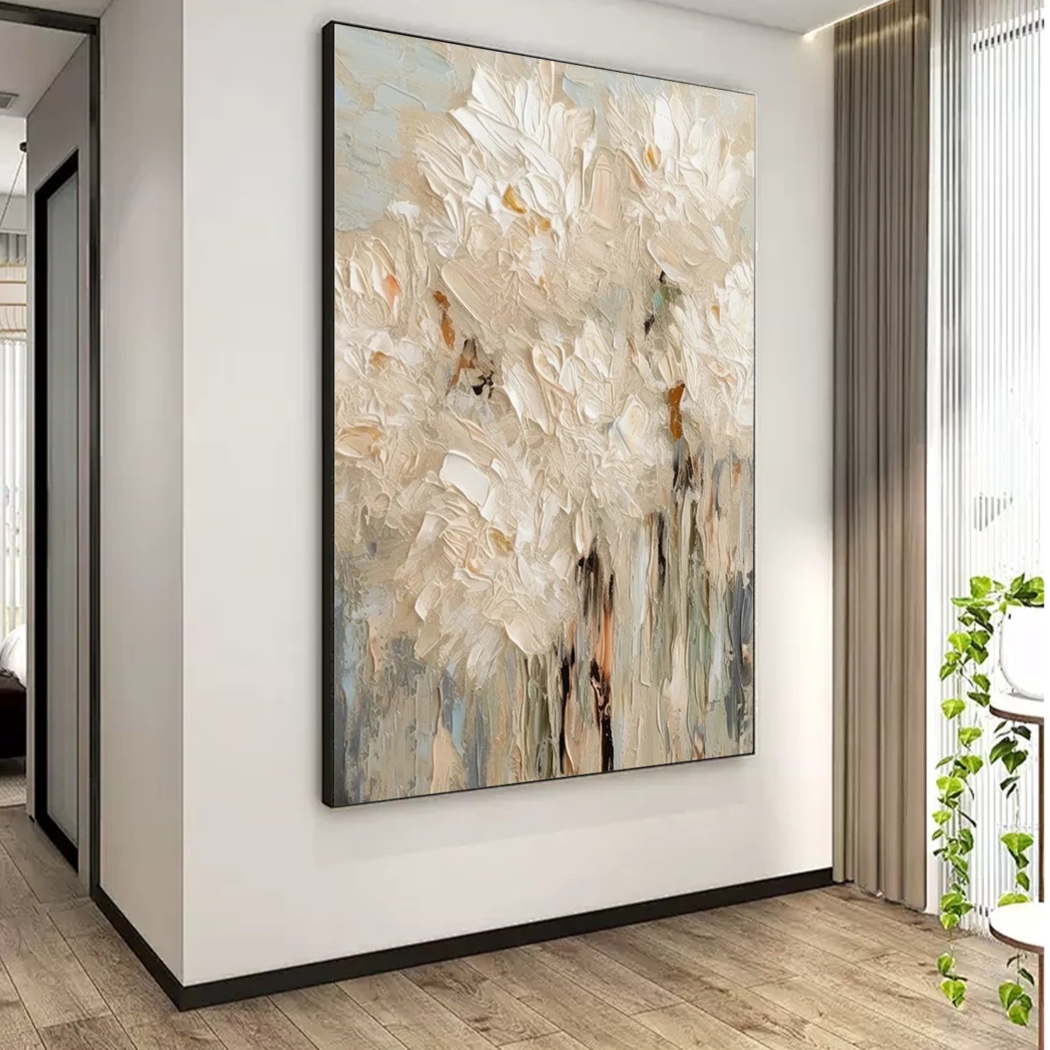 Soft Ivory Canopy Abstract Painting
