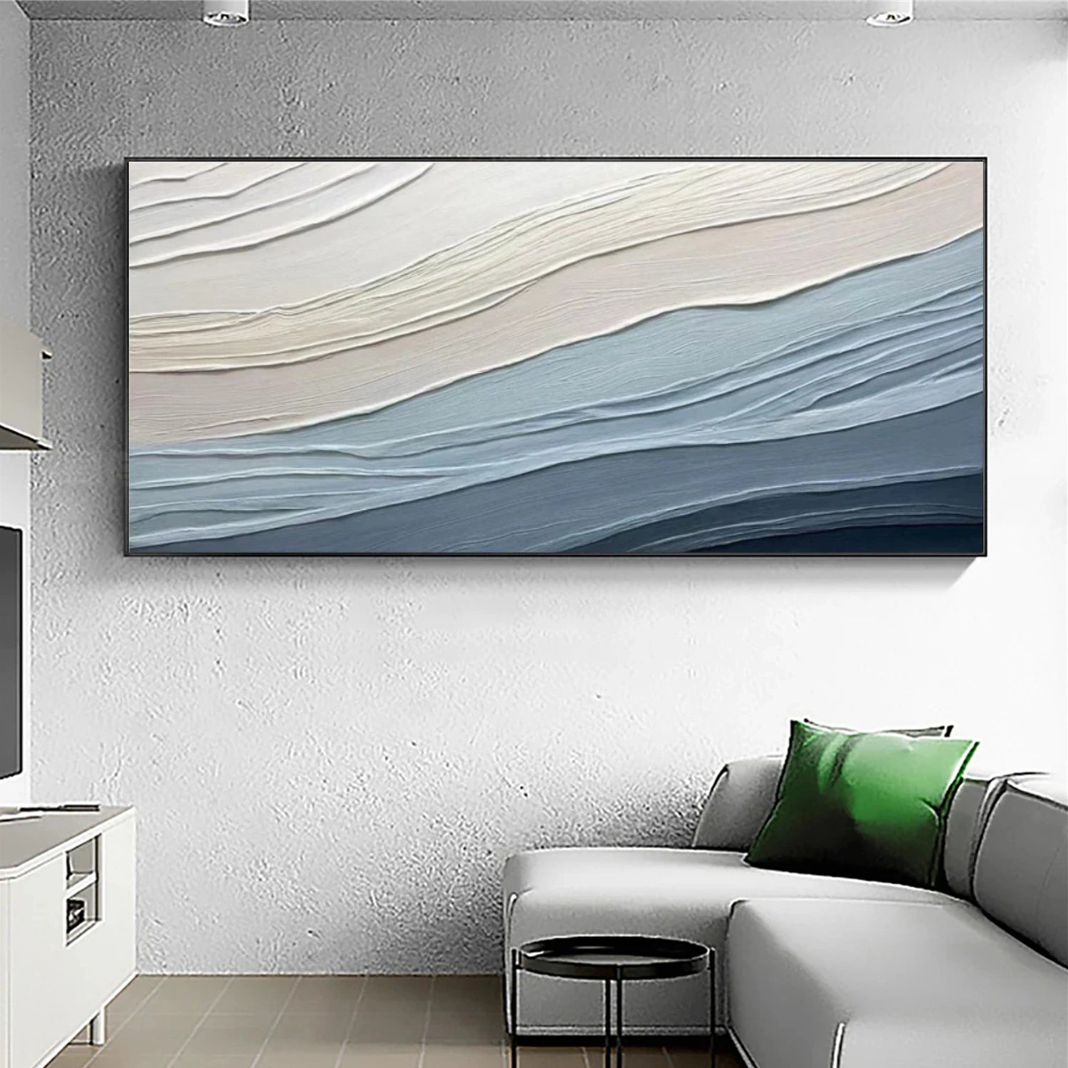 Serene Waves Textured Abstract Painting