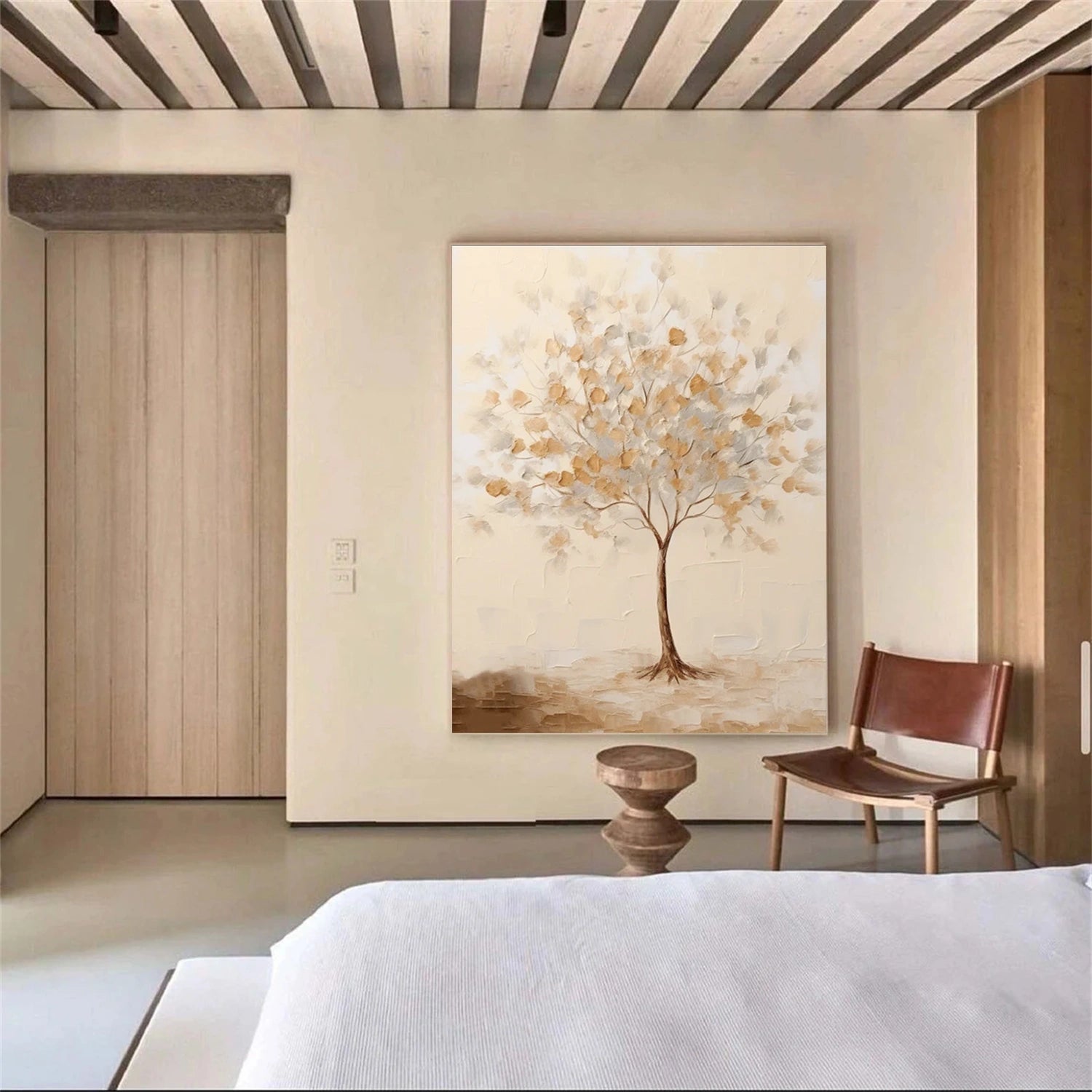Quiet Bloom Ivory Tree Painting