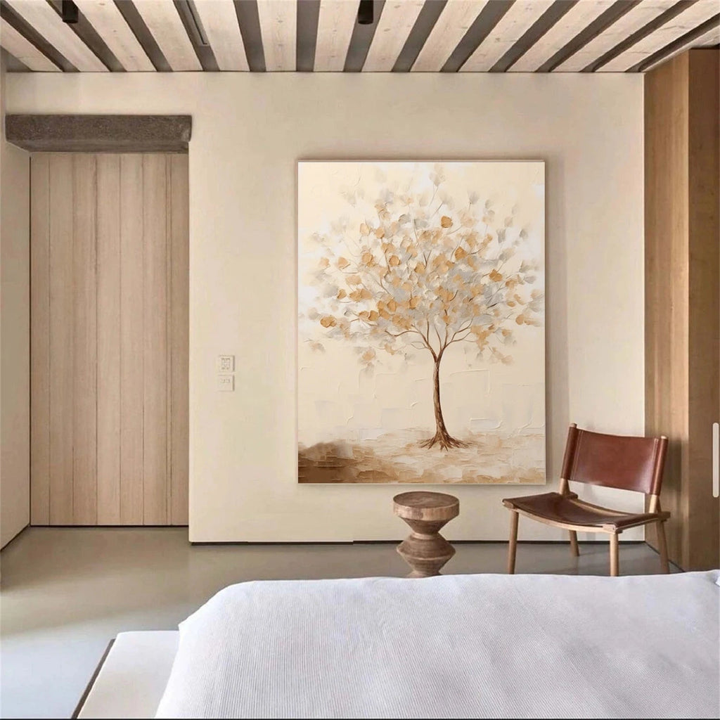 Golden Whisper Tree Abstract Painting