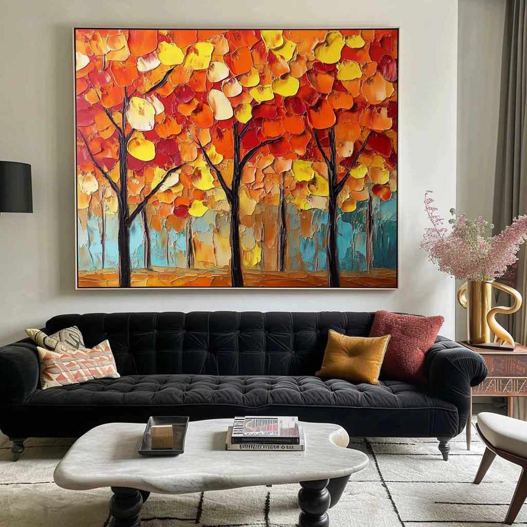 Autumn Ember Forest Abstract Painting