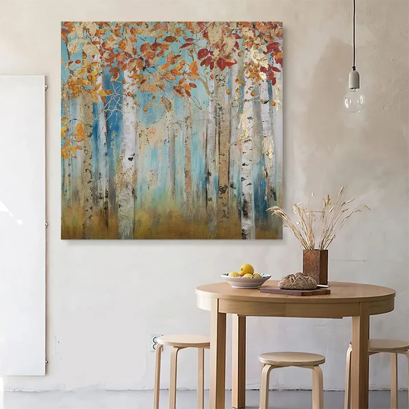 Autumn Birch Forest Oil Painting
