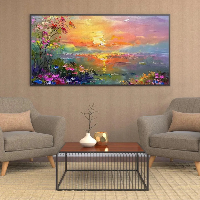 Sunset Landscape Textured Painting