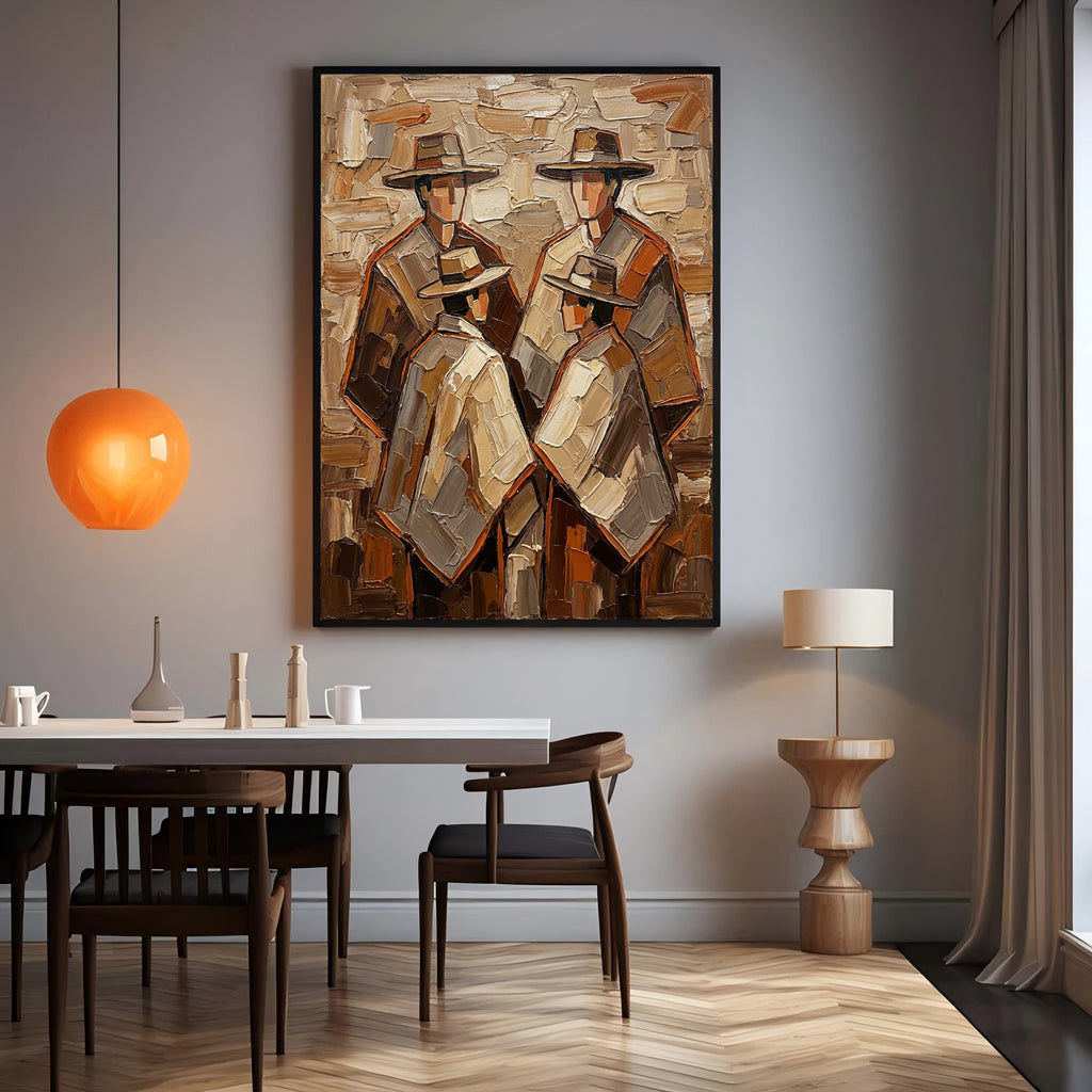 Cultural Trio – Earthy Textured Folk Art Painting