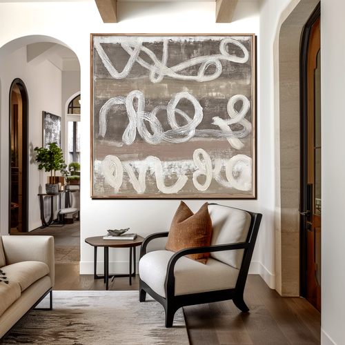 Beige Abstract Line Painting #ART51