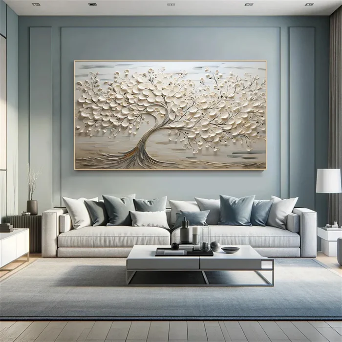 Ethereal Silver Tree Painting