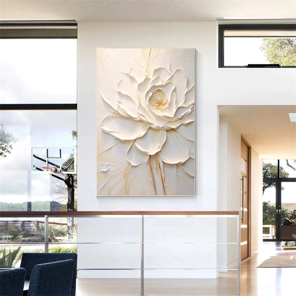 Pure Ivory Blossom Abstract Painting