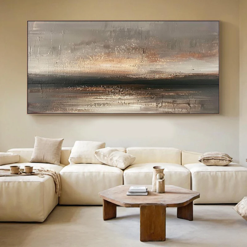 Ember Mist Abstract Landscape Painting