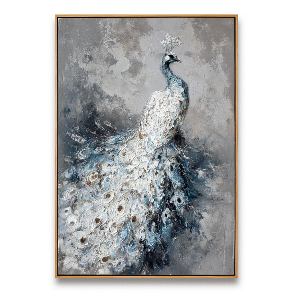 White Peacock Textured Painting #ART56