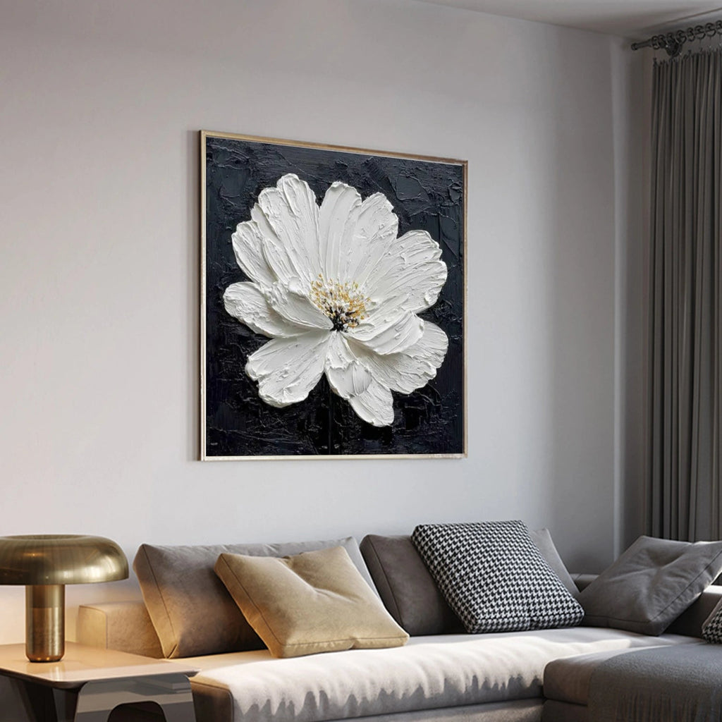Ivory Bloom Textured Floral Painting