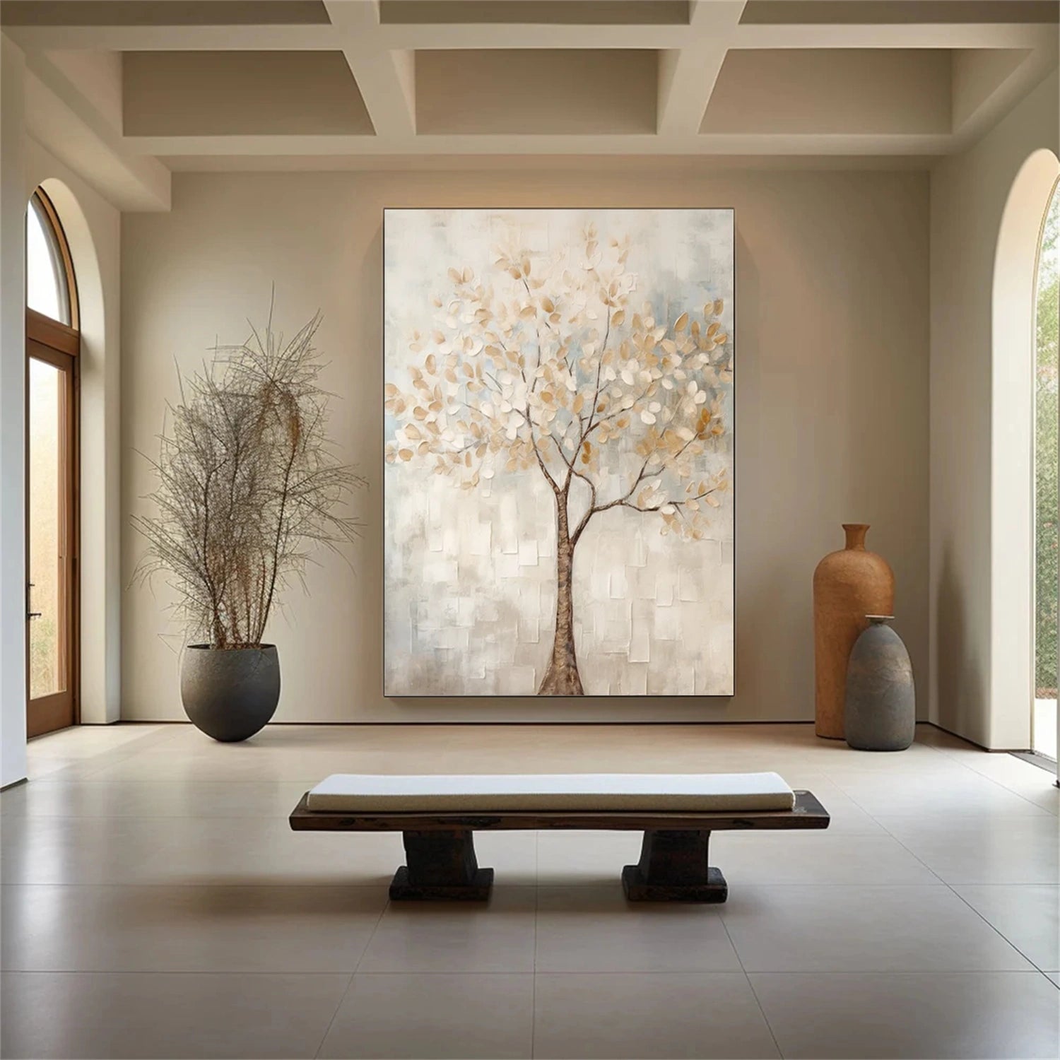 Gentle Light Ivory Tree Abstract Painting