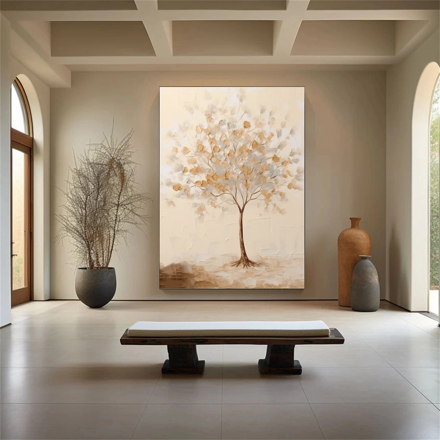 Quiet Bloom Ivory Tree Painting