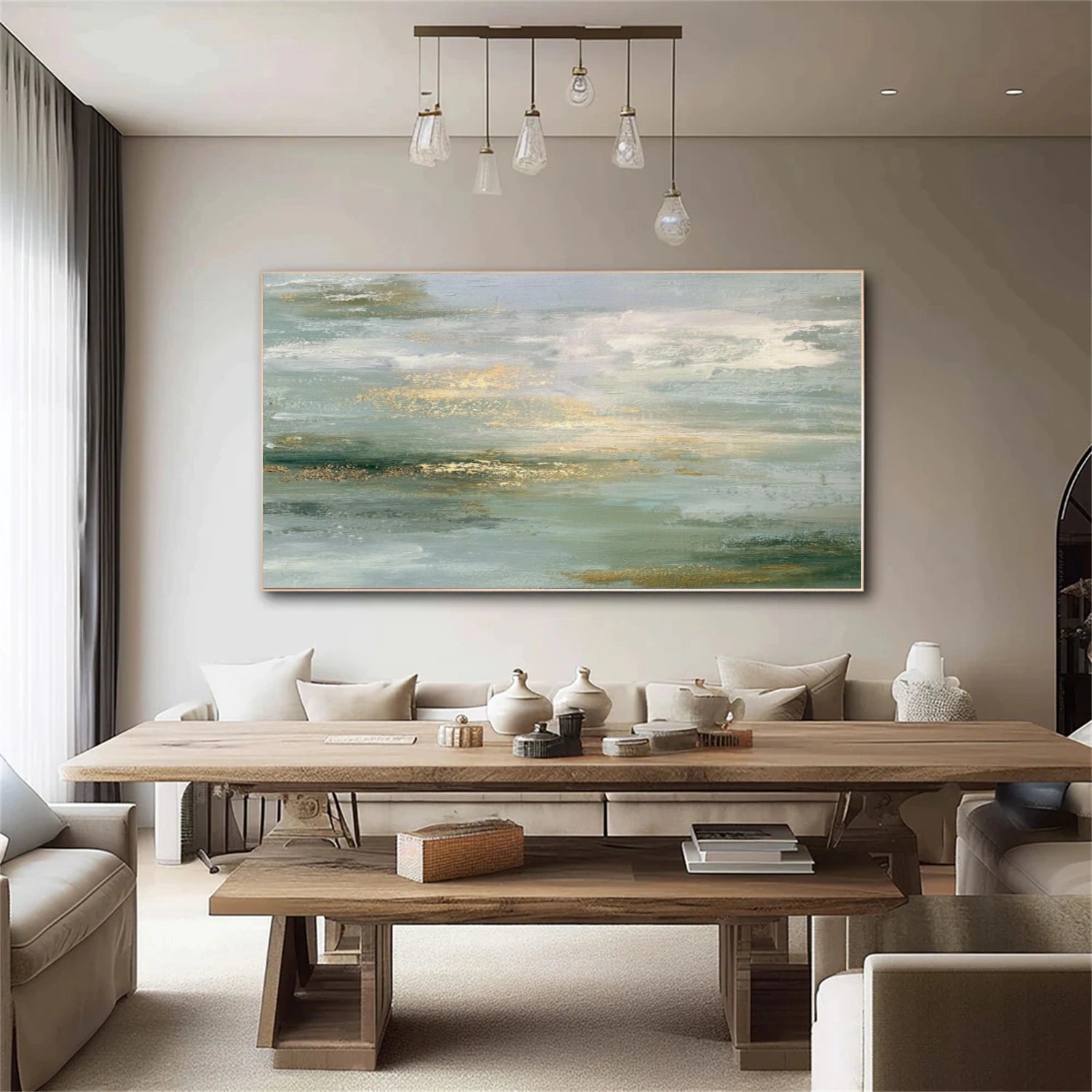 Golden Mist Seascape Abstract Painting