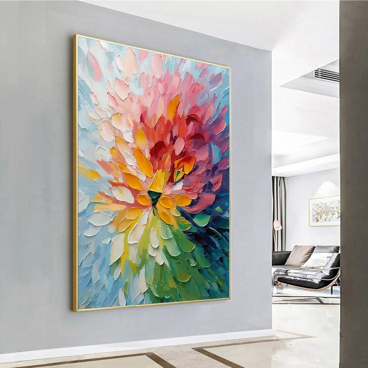 Radiant Bloom Spiral Abstract Painting