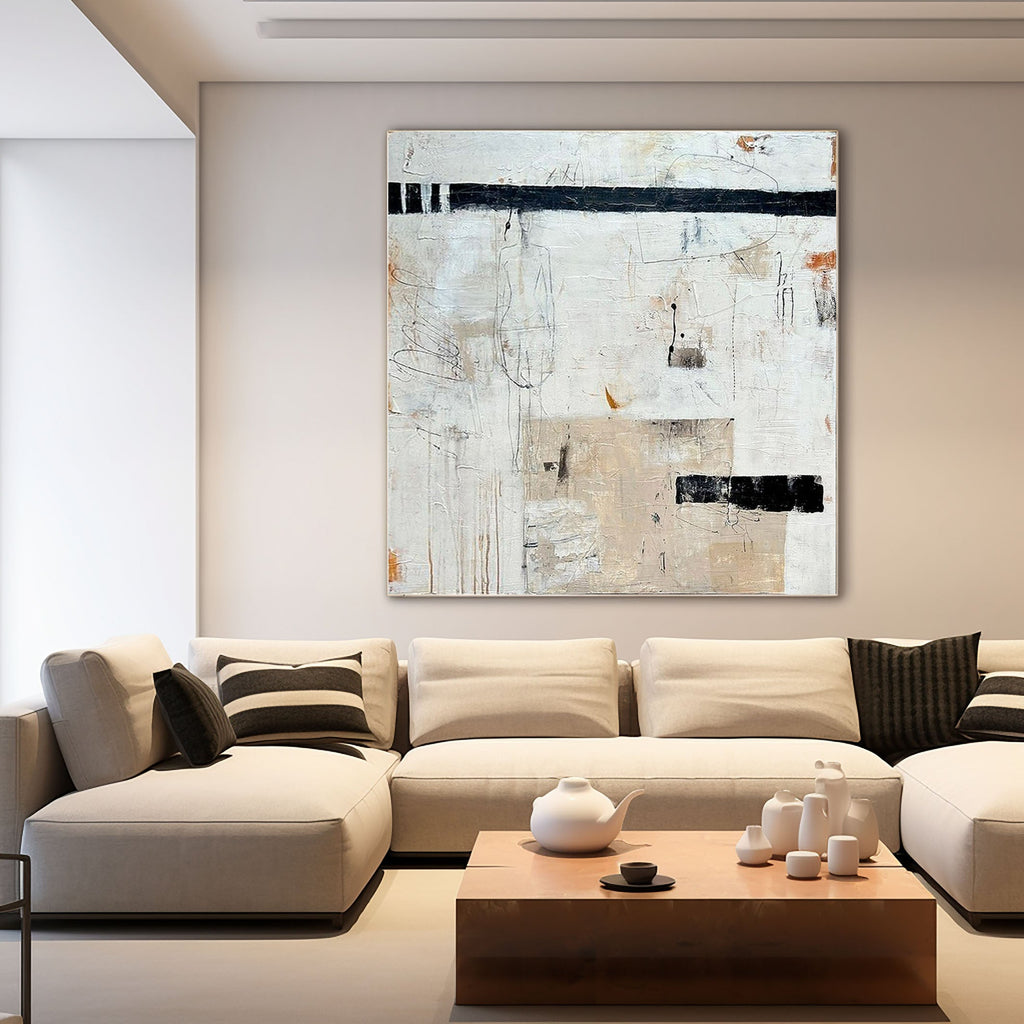 Silent Horizon Neutral Abstract Painting