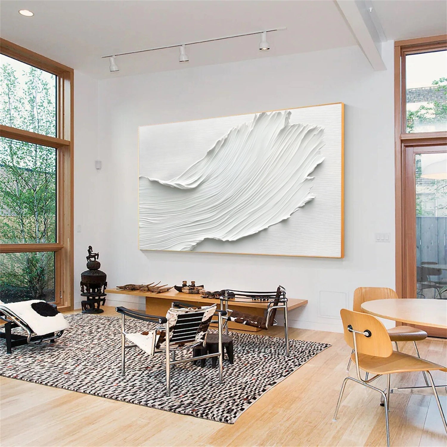 Silent Wave White Textured Abstract Painting