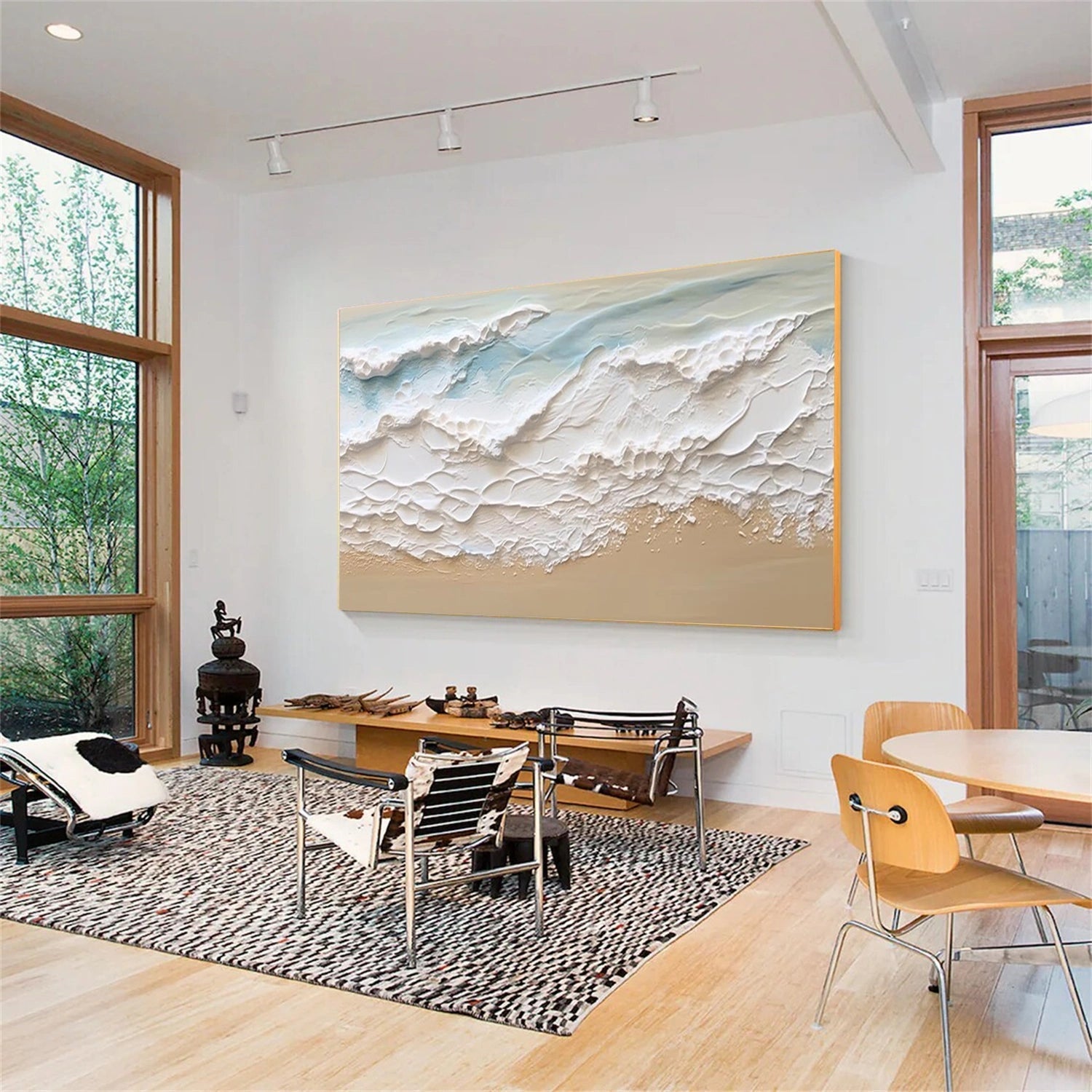 Cream Tide Textured Seascape Painting