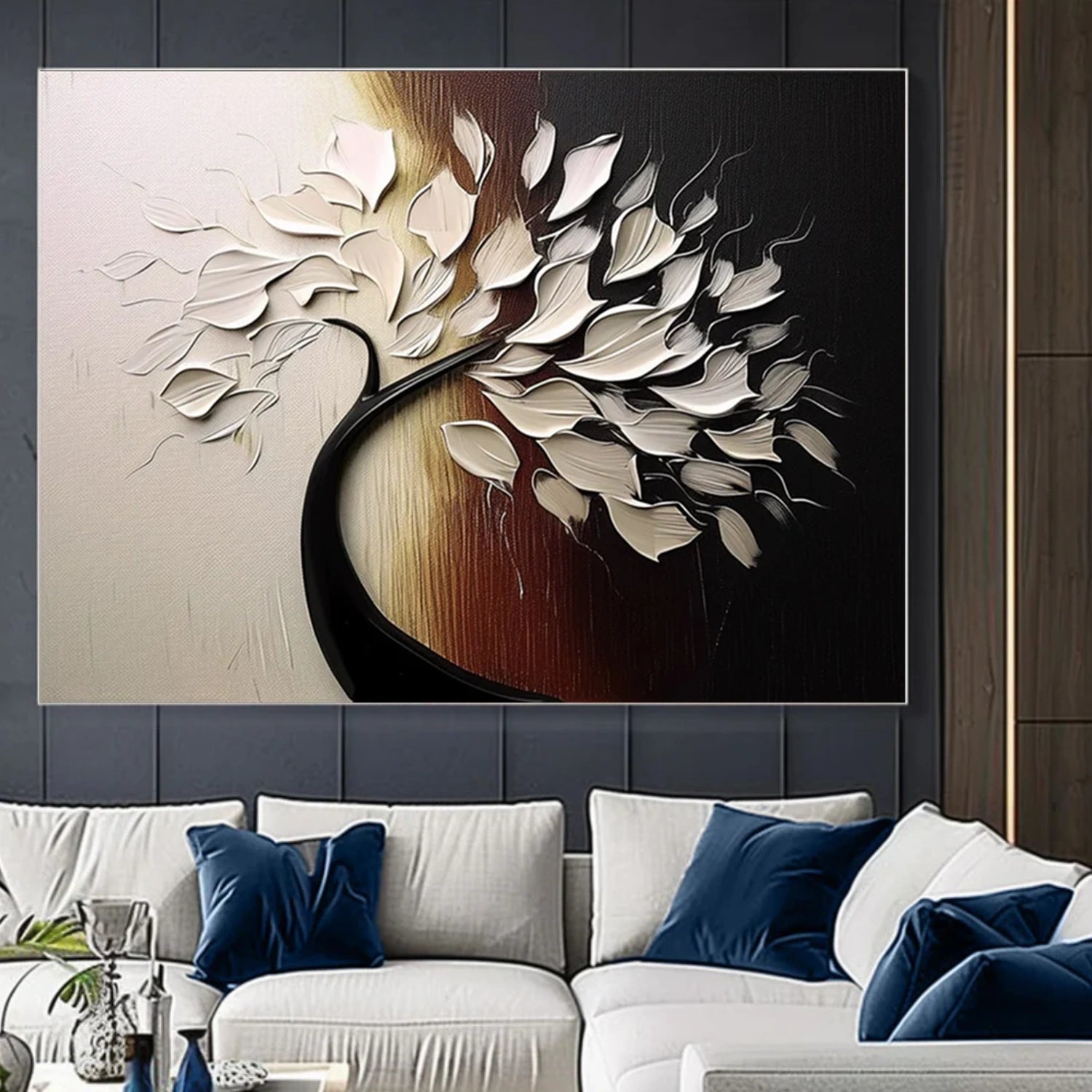 Ivory Flowing Canopy Abstract Painting