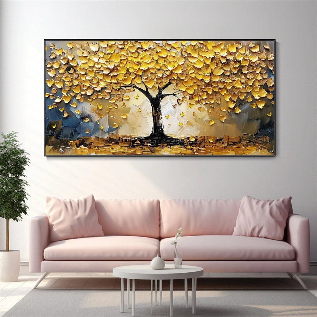 Golden Harvest Tree Abstract Painting
