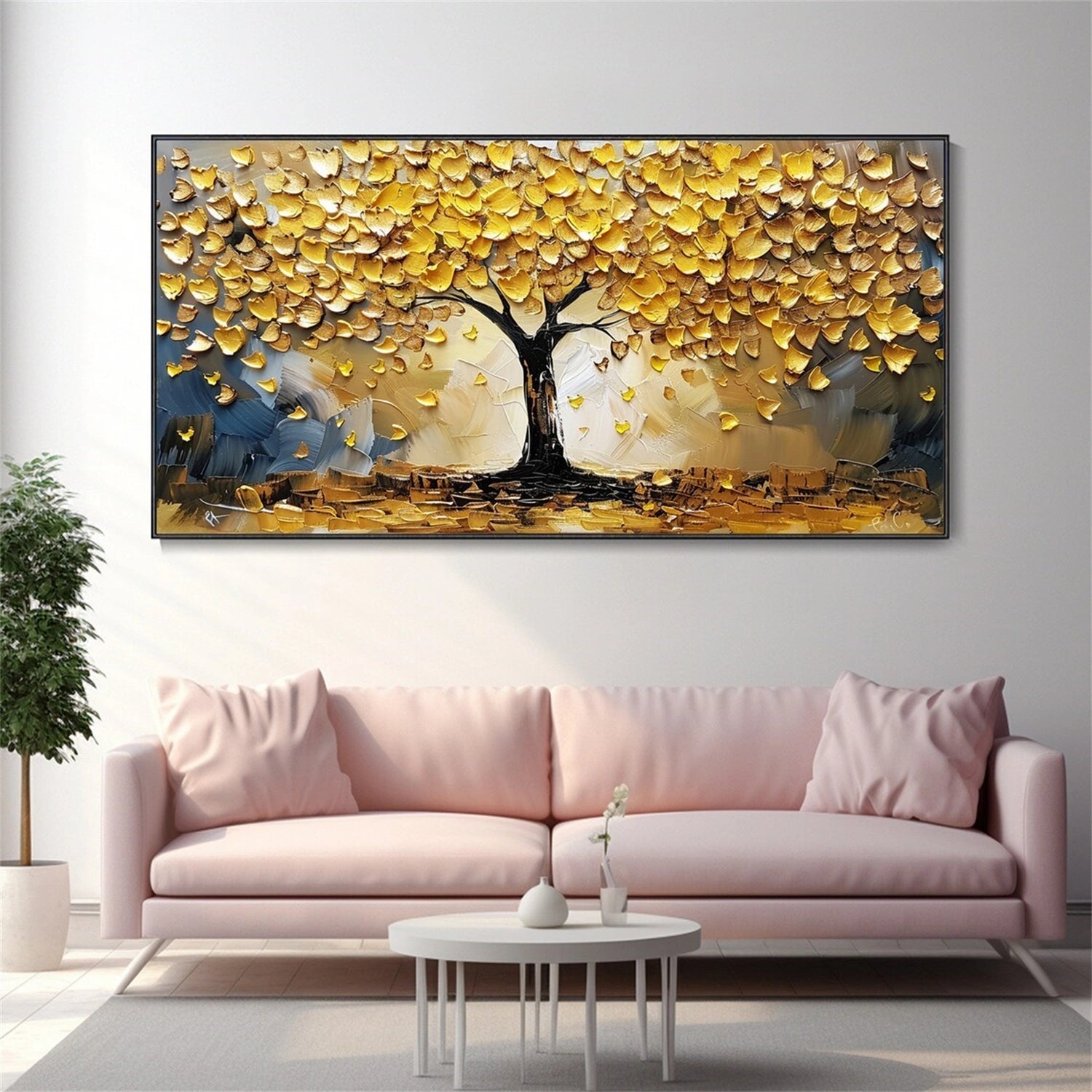 Golden Harvest Tree Abstract Painting