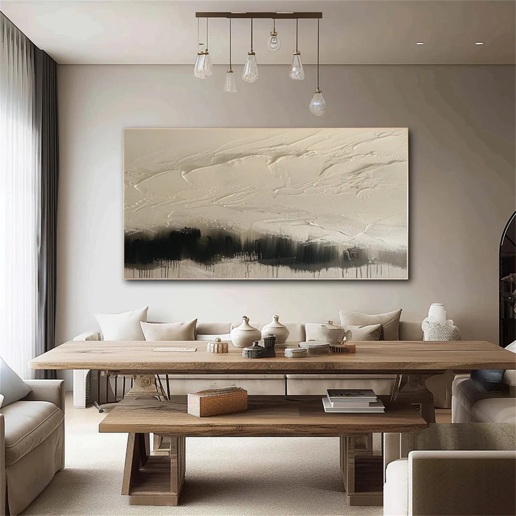 Mistline Ivory Textured Abstract Painting