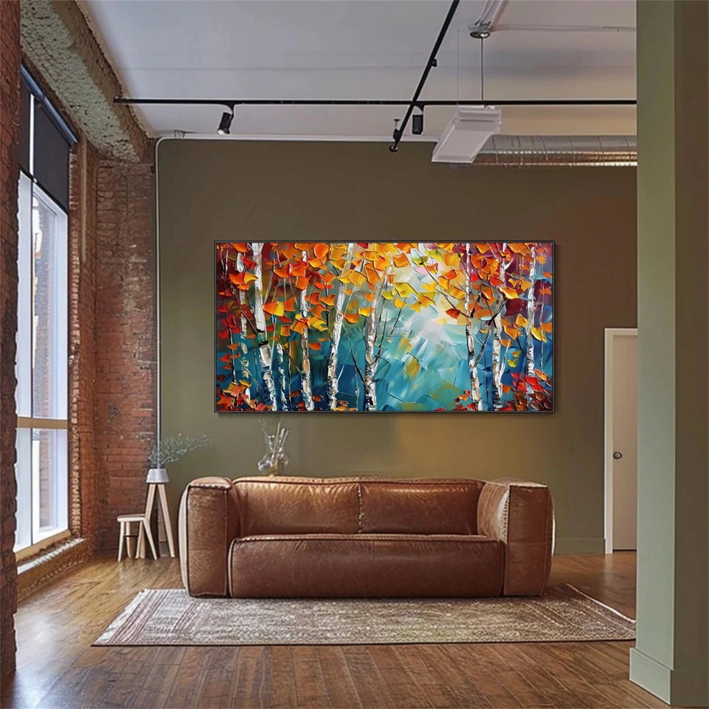 Amber Whisper Birch Forest Painting