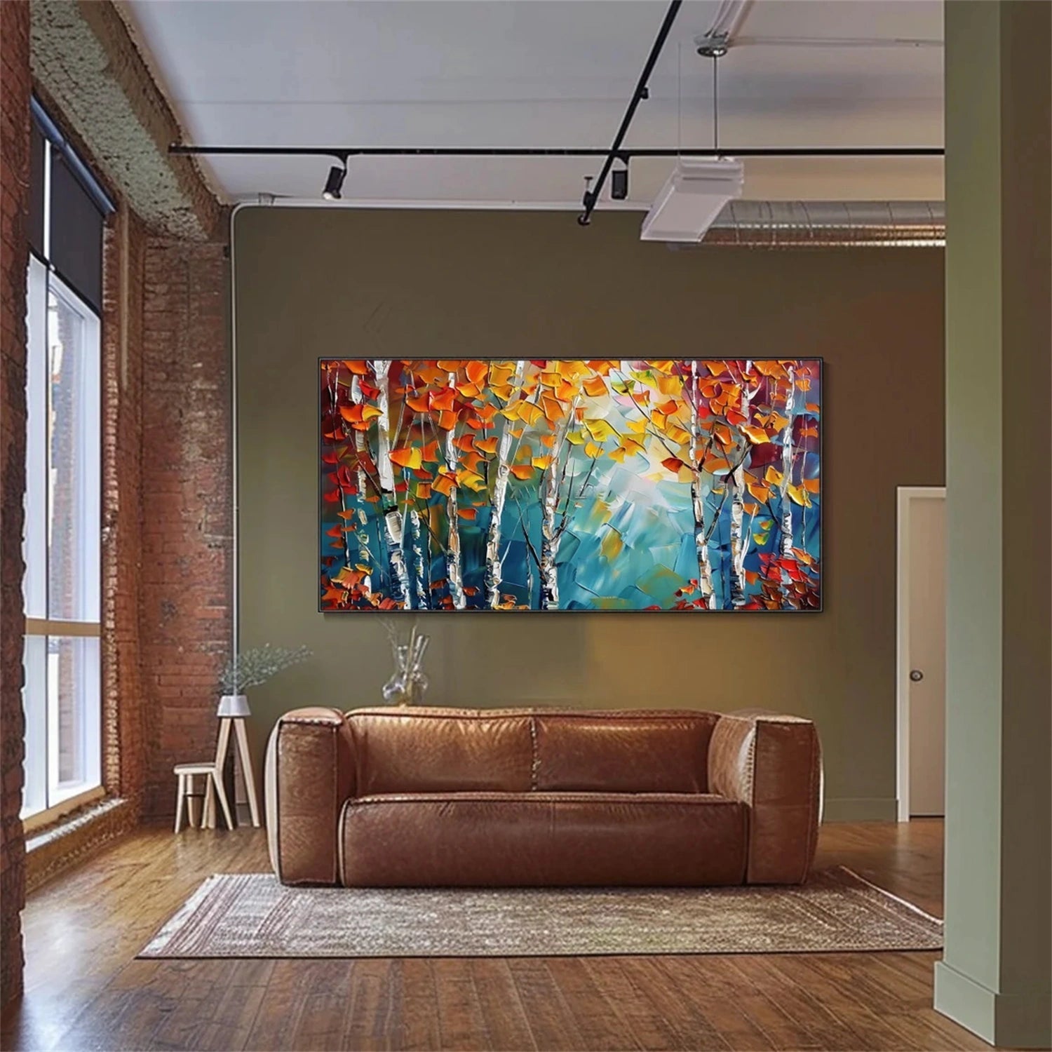 Amber Whisper Birch Forest Painting