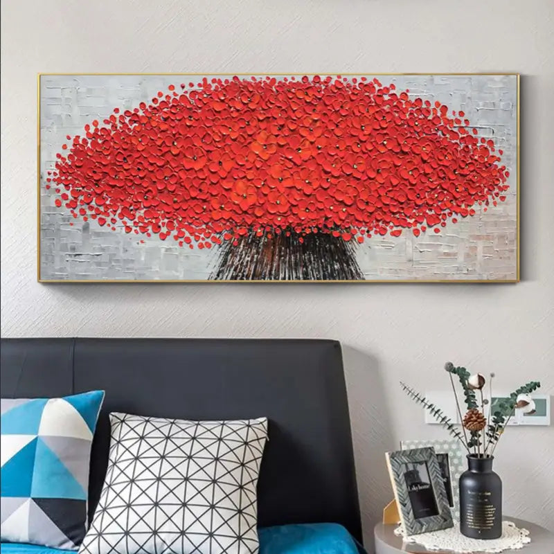 Crimson Harmony Red Tree Abstract Painting