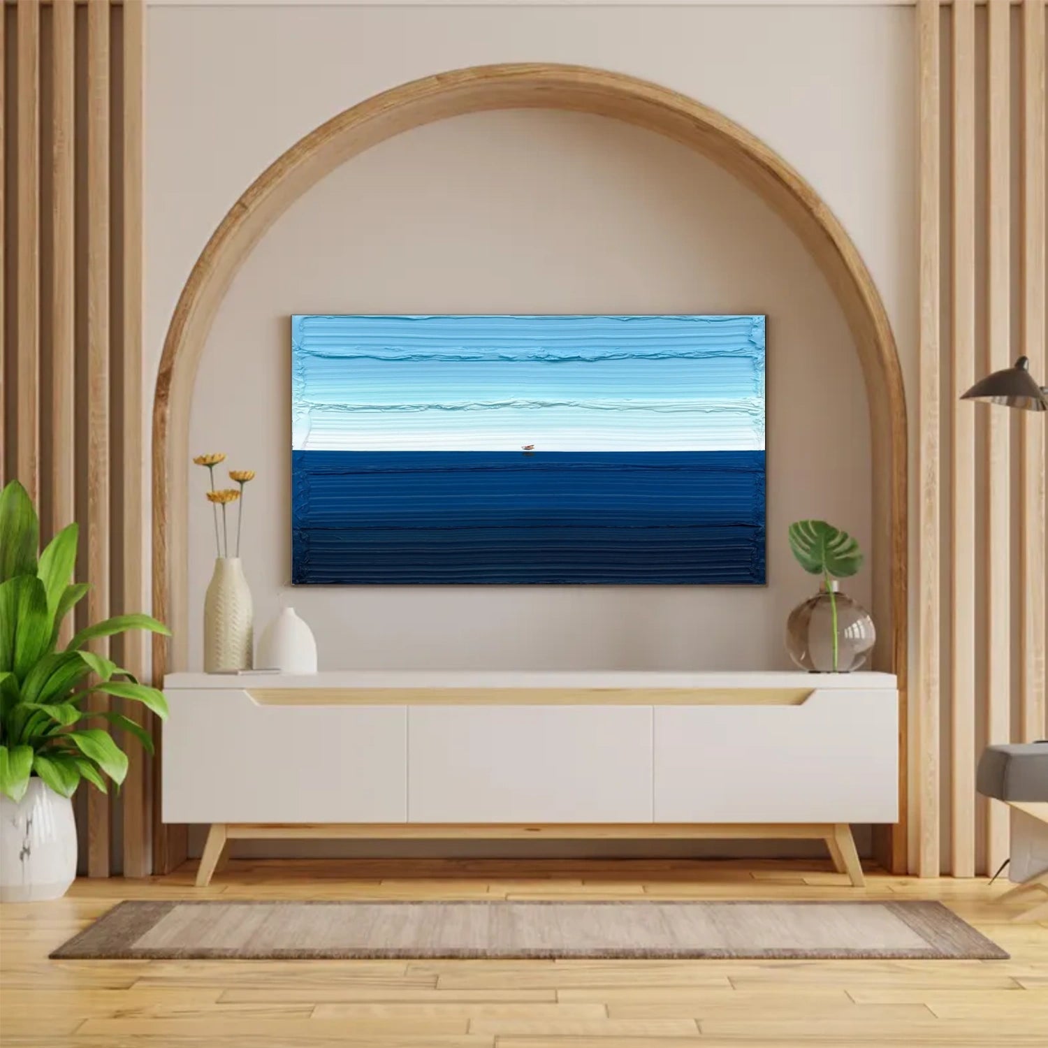 Endless Blue Horizon Minimal Painting