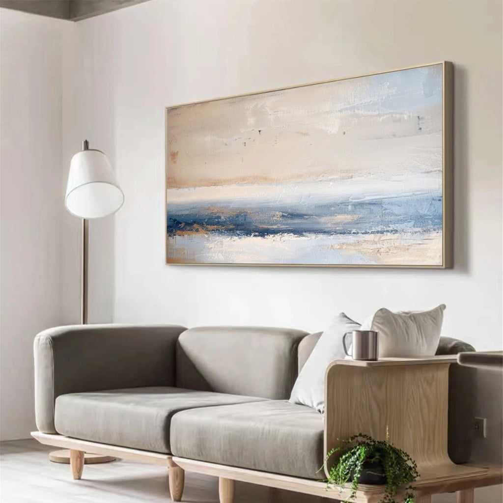 Tranquil Horizon Blue Abstract Painting