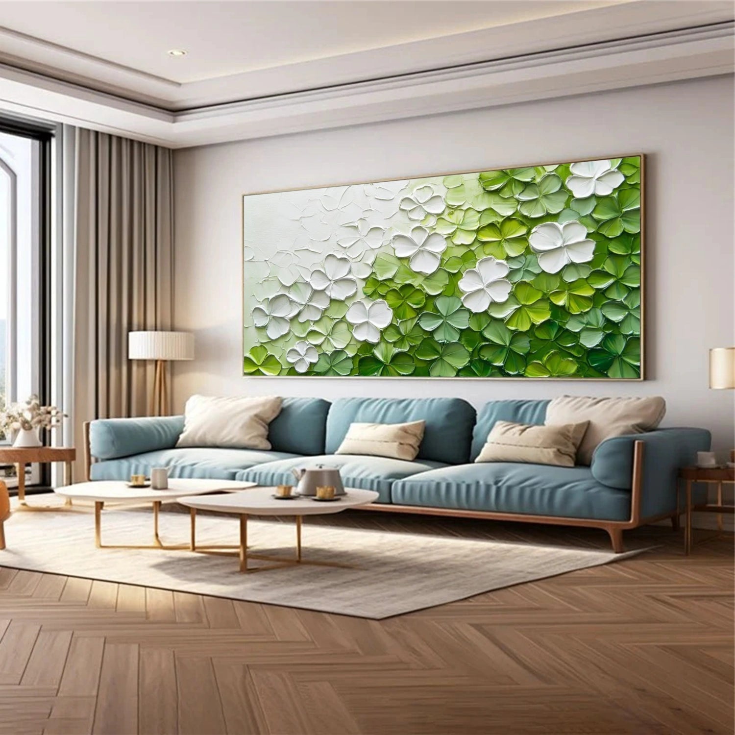 Emerald Bloom Flow Abstract Painting