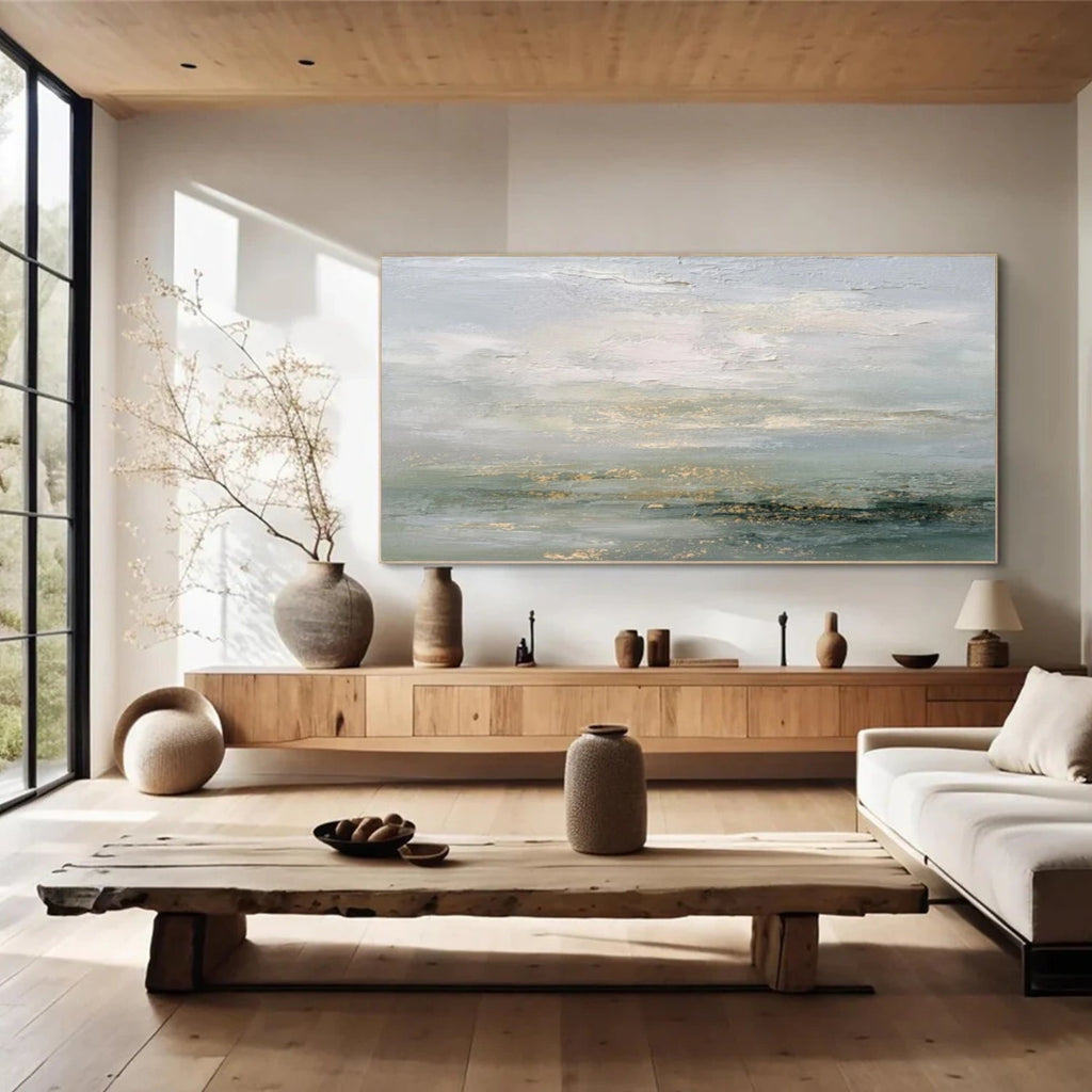 Soft Gold Horizon Abstract Painting