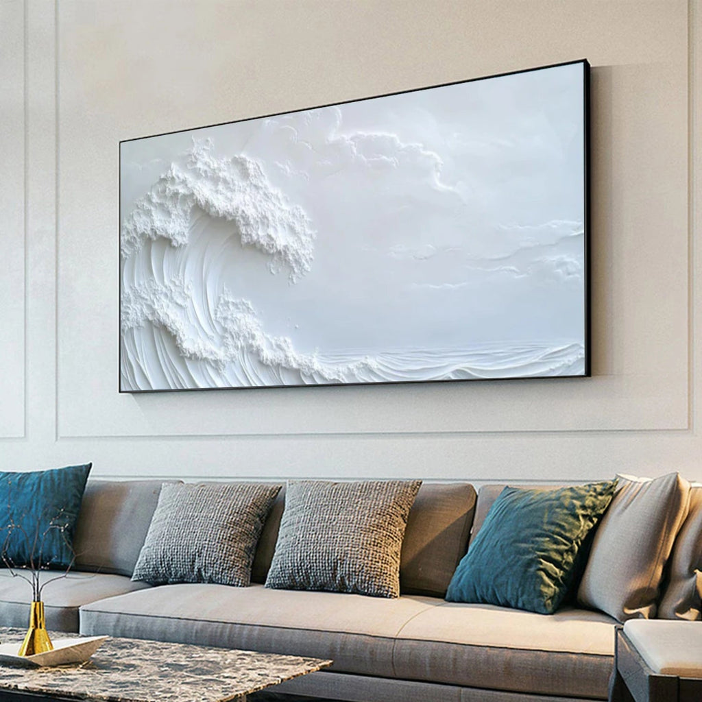 White Ocean Wave Textured Painting