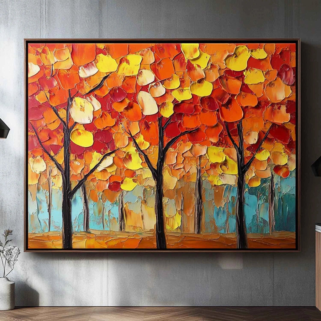 Autumn Ember Forest Abstract Painting