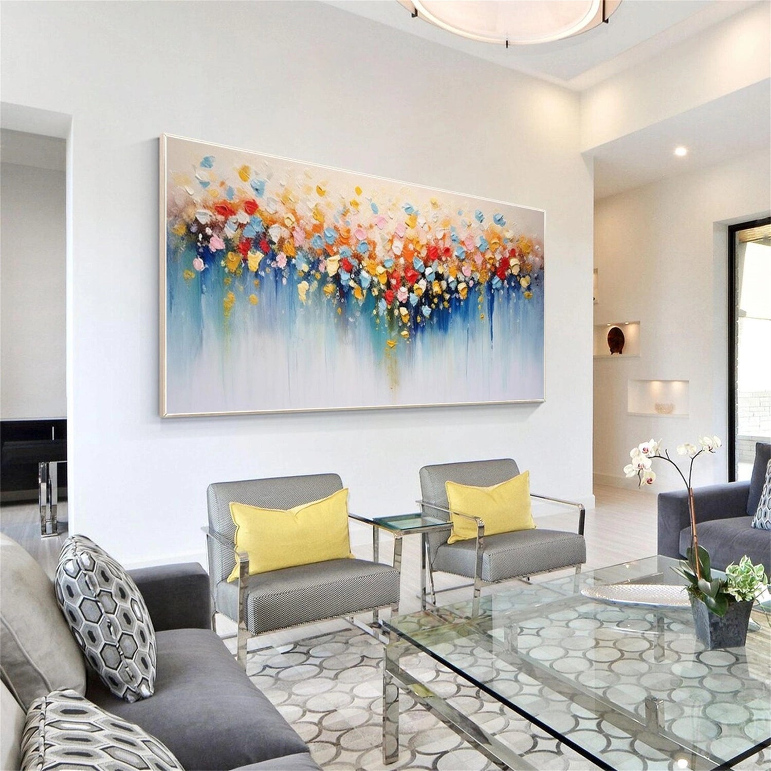 Golden Drift Blooms Abstract Painting