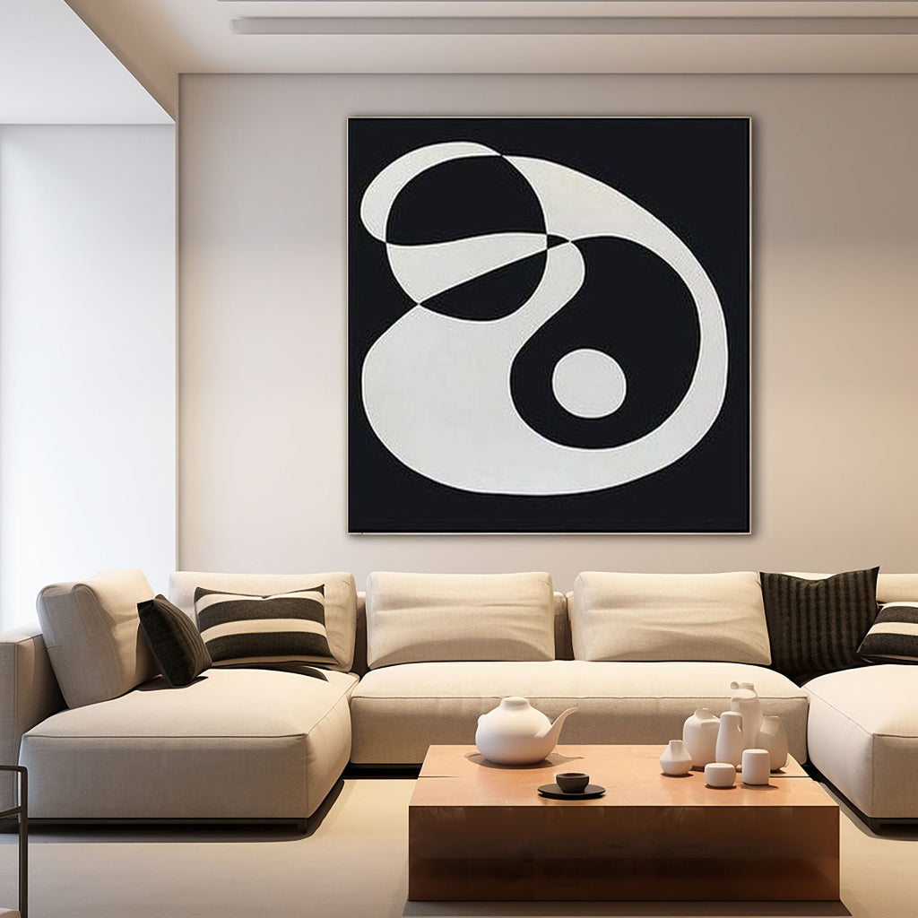 Eclipse Balance Black White Abstract Painting