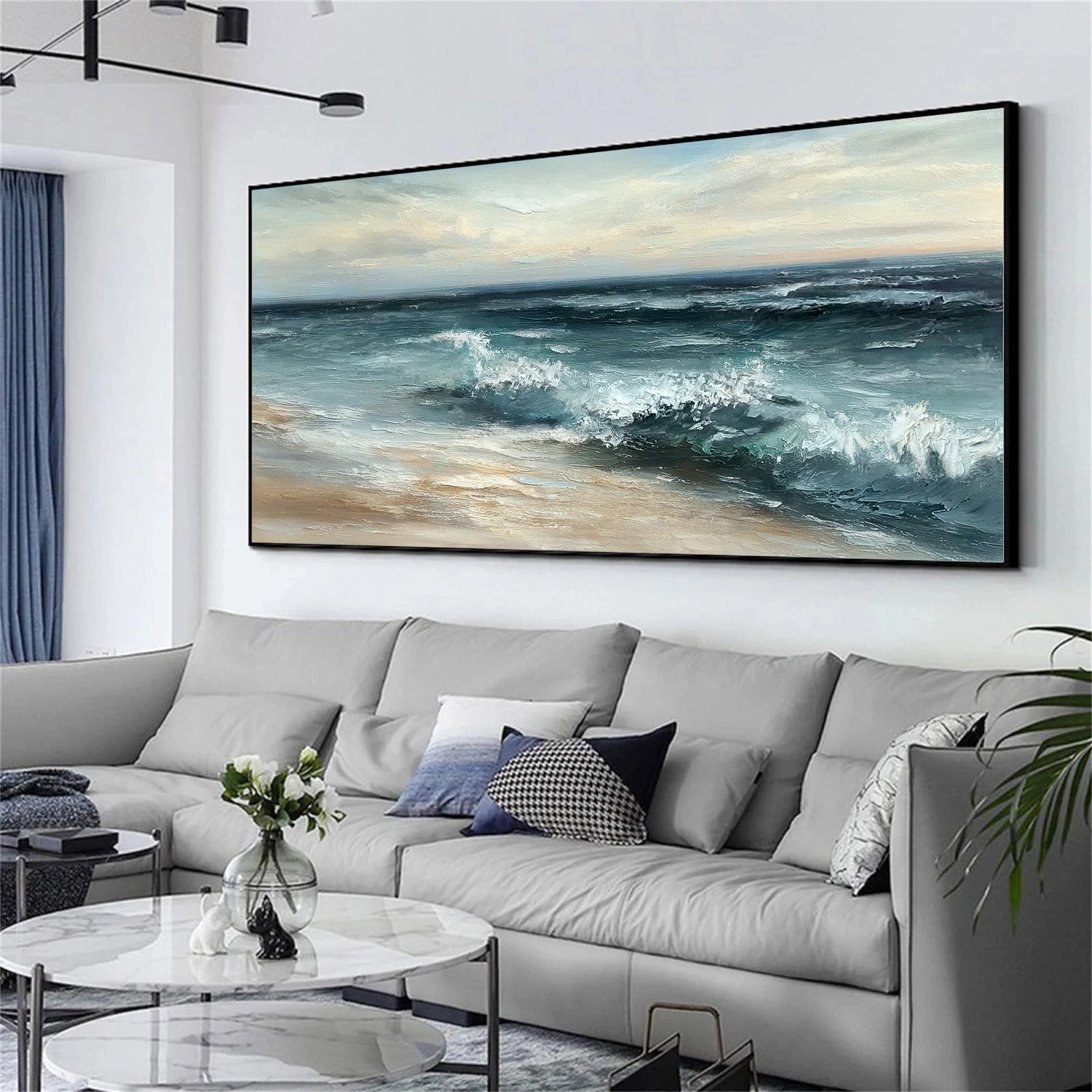 Breaking Blue Tides Coastal Seascape Painting