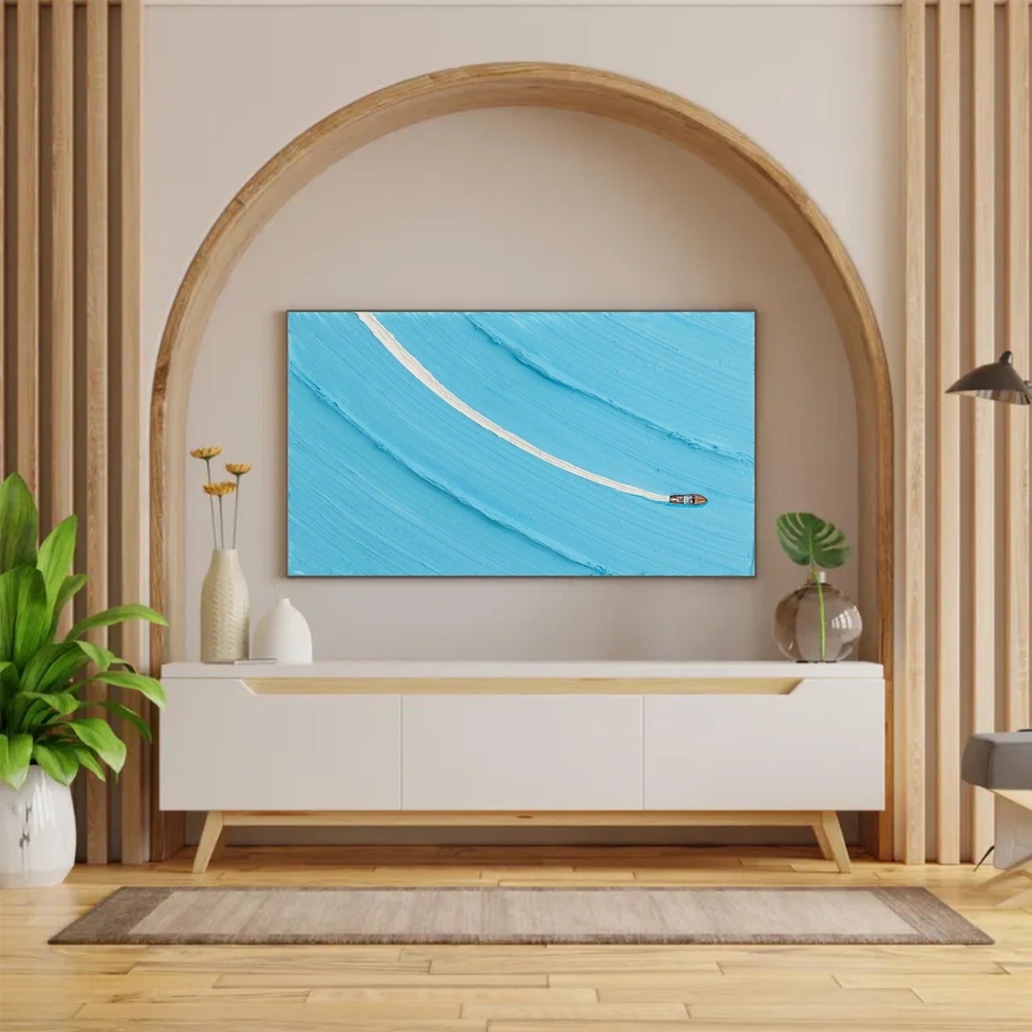 Azure Wake Minimal Seascape Painting
