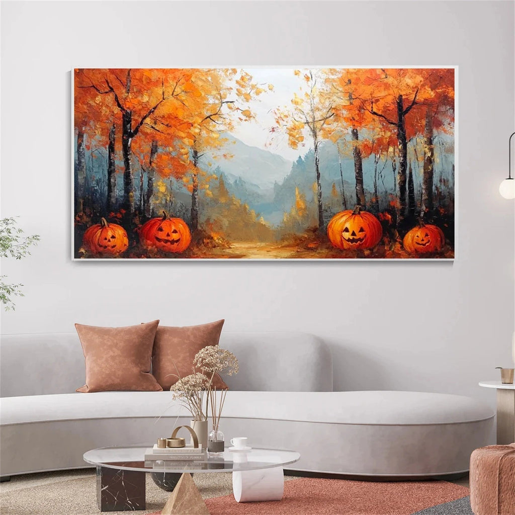 Pumpkin Glow Autumn Forest Painting
