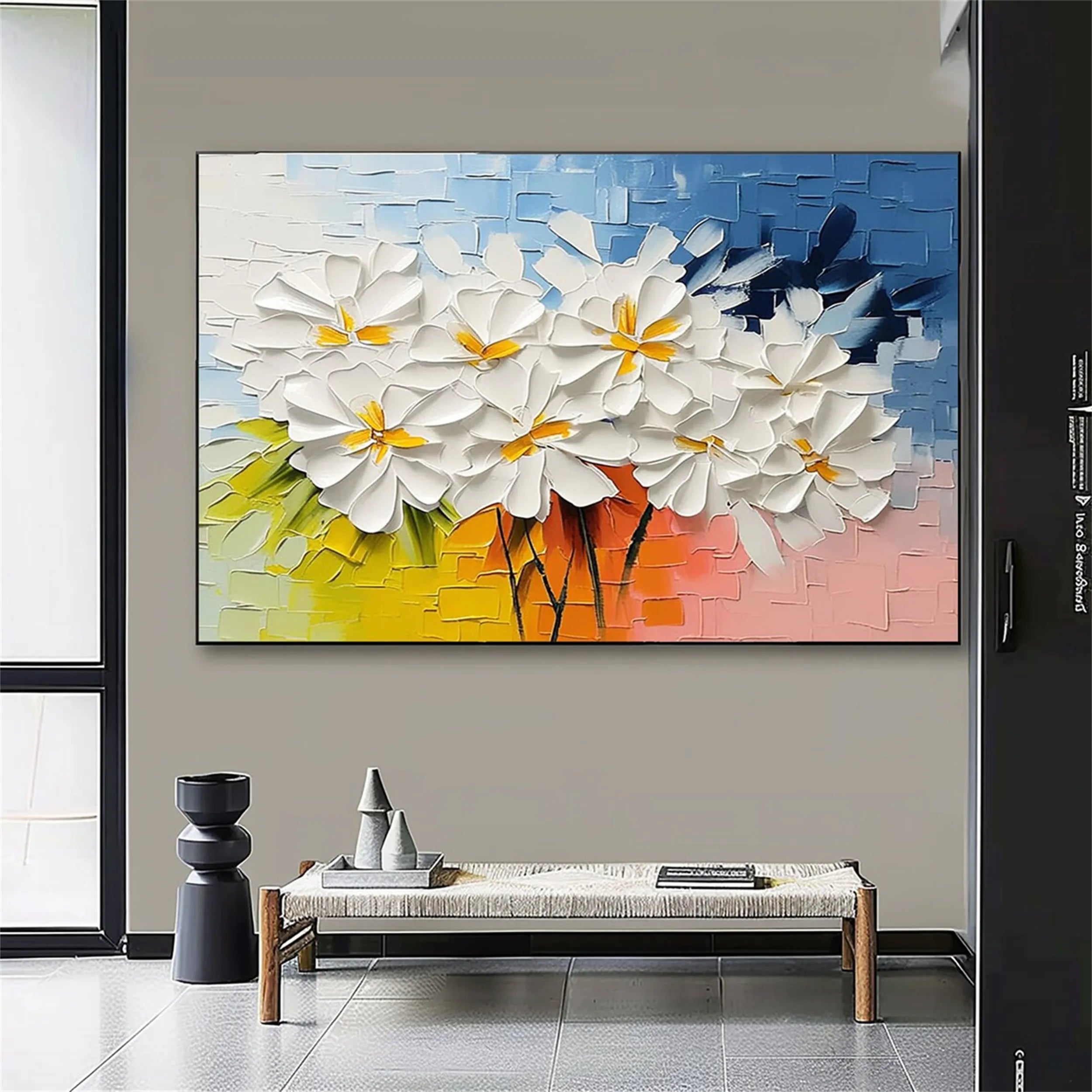 Golden Daisy Light Abstract Painting