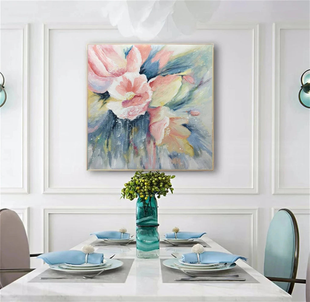 Blush Serenity Floral Abstract Painting