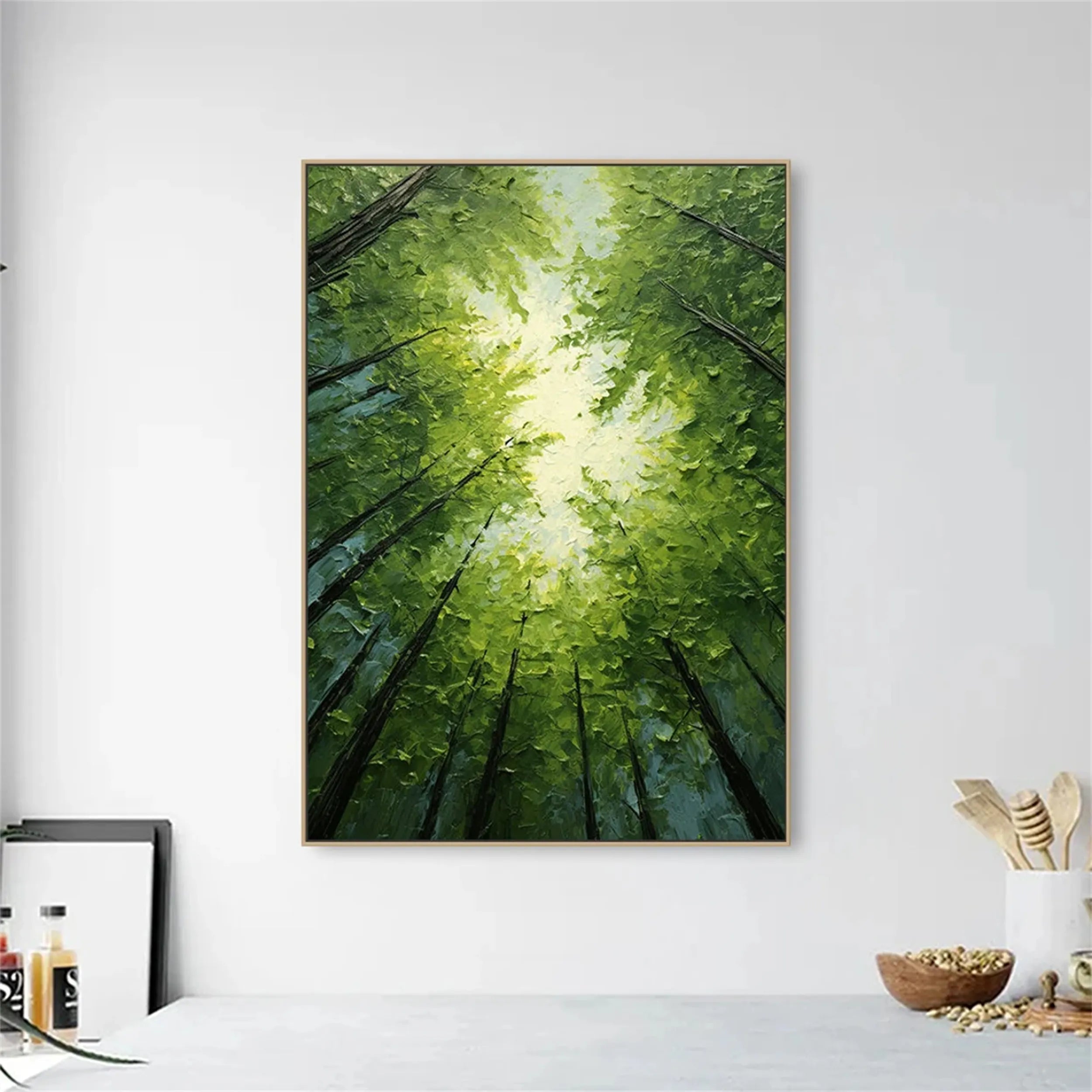 Emerald Canopy Light Forest Painting