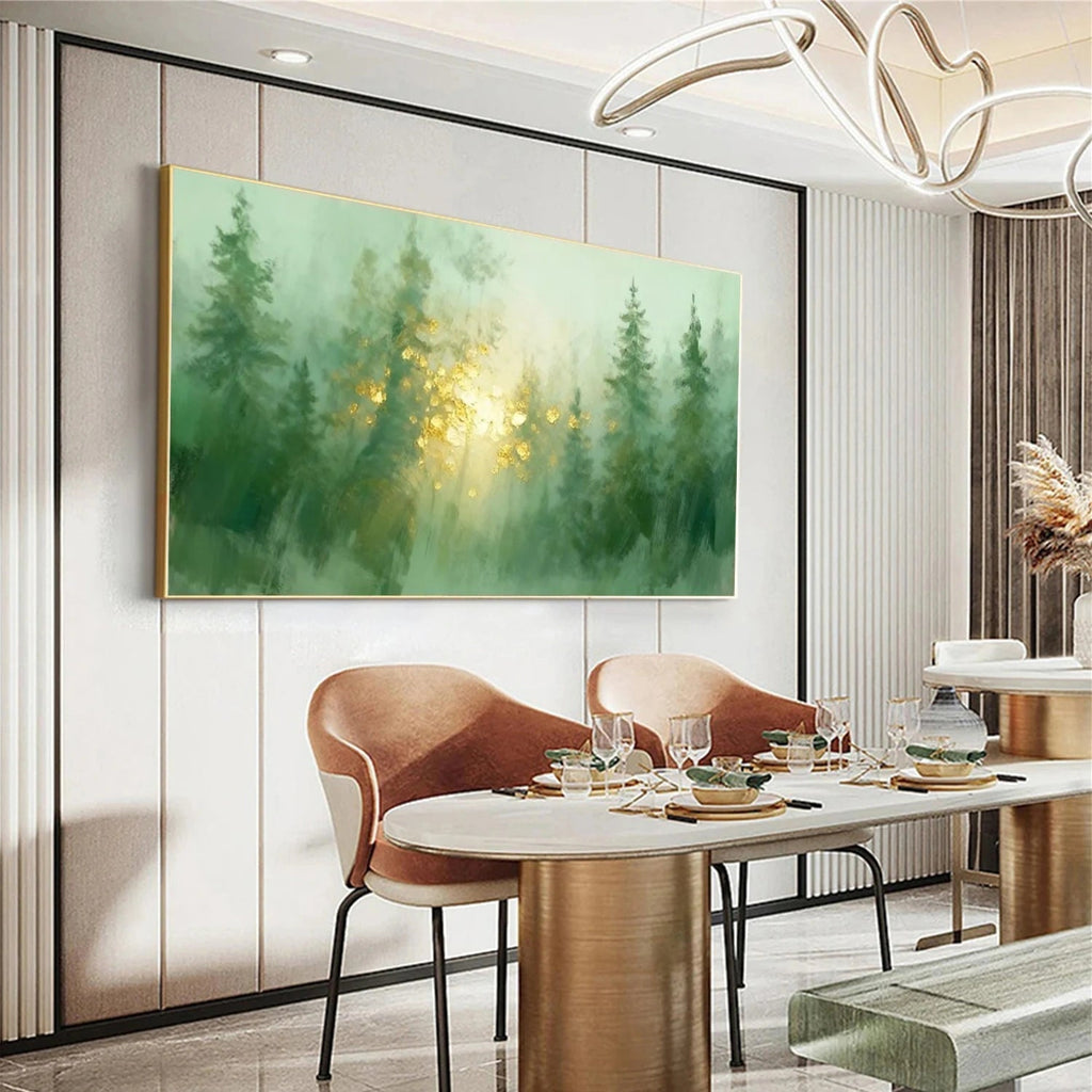 Misty Forest Sunlight – Nature Landscape Painting