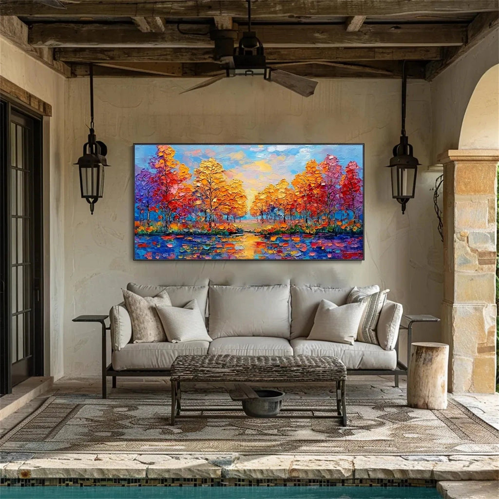 Autumn Glow Lake Abstract Painting