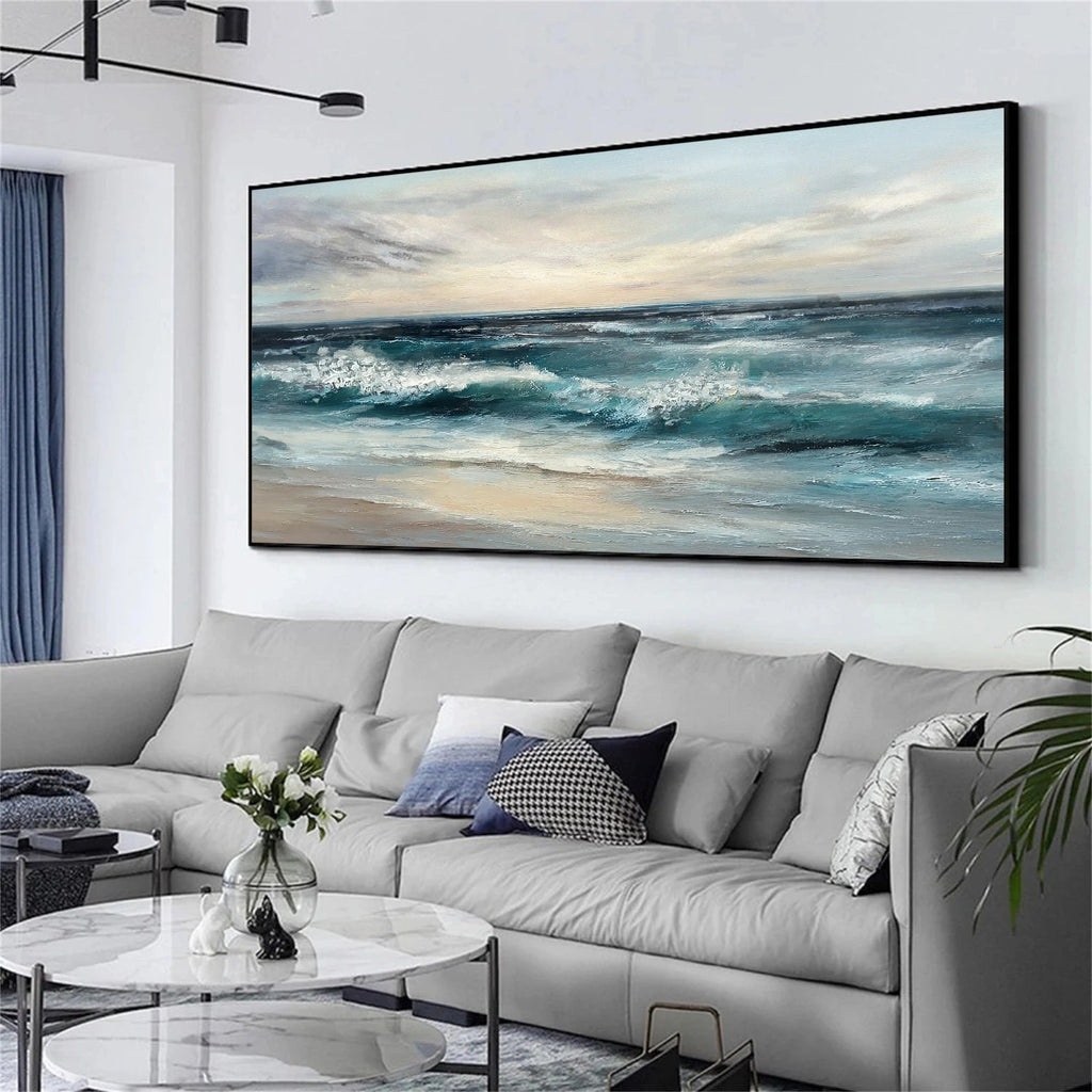 Azure Drift Coastal Seascape Painting