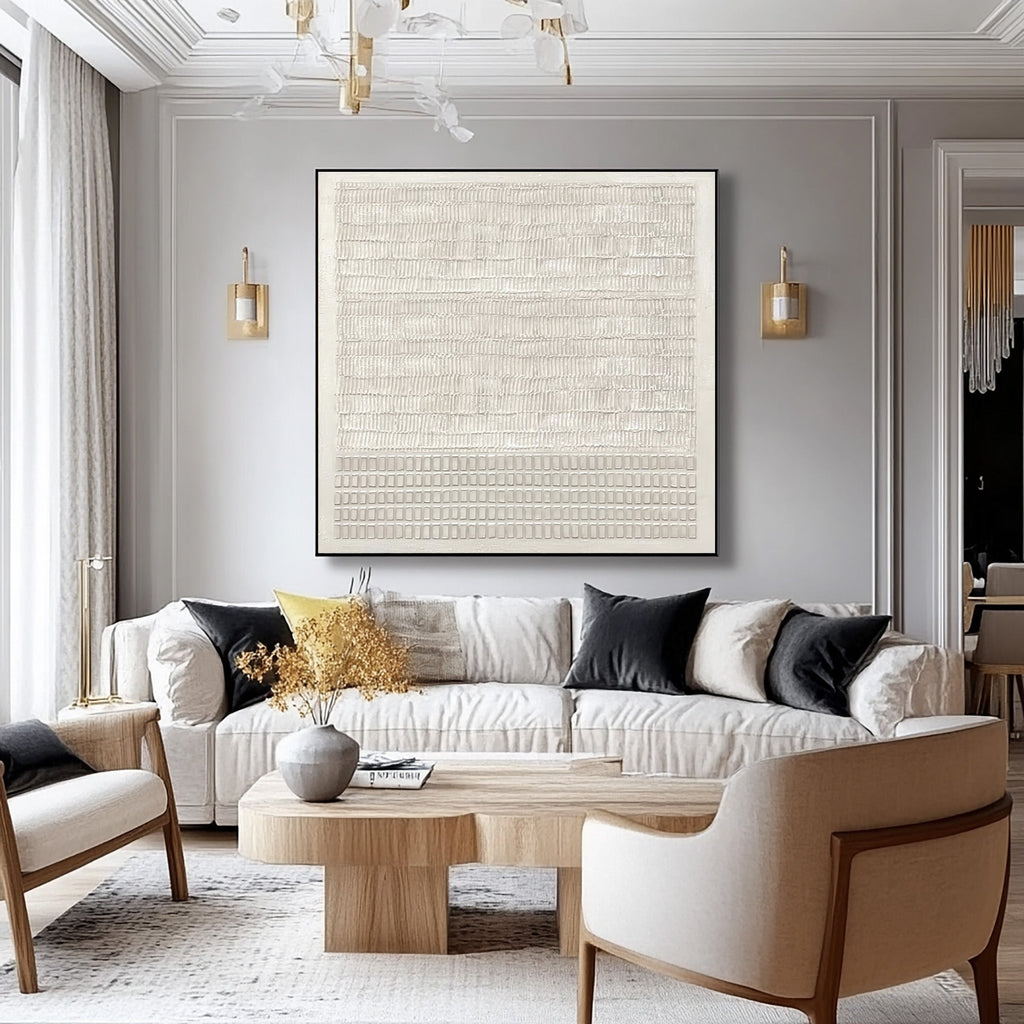 Ivory Grid Harmony Minimal Painting
